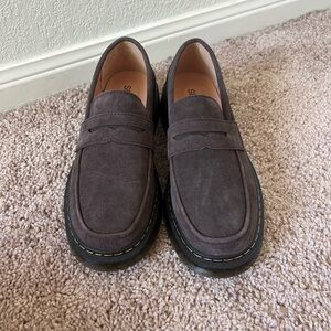 Women's Dark Brown Suede Penny Loafers